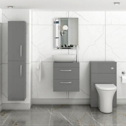 Royal Bathrooms 500mm Wall Hung Vanity Unit 2 Drawer Indigo Grey Gloss & Elva Countertop Basin - thumbnail 2