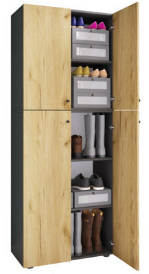 Vcm Wardrobe Lona Anthracite / Honey Oak W. 70 X H. 184 X D. 40 Cm - image 1