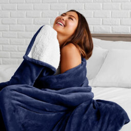 Ameha Sherpa Fleece Blanket Bed Throws For Sofas Large Soft Thick Fluffy Reversible Winter Warm Navy King Size200 X 240 Cm - thumbnail 3