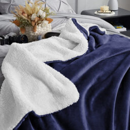 Ameha Sherpa Fleece Blanket Bed Throws For Sofas Large Soft Thick Fluffy Reversible Winter Warm Navy King Size200 X 240 Cm - thumbnail 8