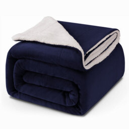 Ameha Sherpa Fleece Blanket Bed Throws For Sofas Large Soft Thick Fluffy Reversible Winter Warm Navy King Size200 X 240 Cm - thumbnail 5