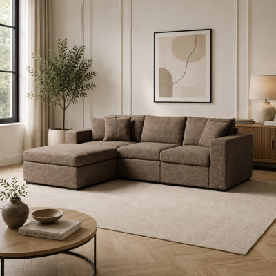 Loft Home Arden Stone Mocha Taupe Lhf Corner Sofa - image 1
