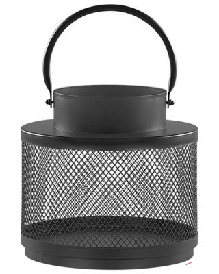 Beliani 24Cm Black Iron Lantern For Pillar Candles - Sculptural Round Lantern - image 1