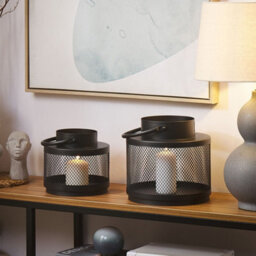 Beliani 24Cm Black Iron Lantern For Pillar Candles - Sculptural Round Lantern - thumbnail 2