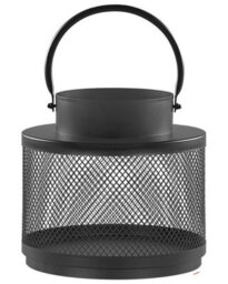 Beliani 24Cm Black Iron Lantern For Pillar Candles - Sculptural Round Lantern - thumbnail 1