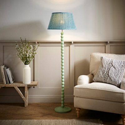 Valuelights Bobbins Pastel Green Floor Lamp With Leaf Pleated Shade - image 1