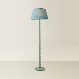 Valuelights Bobbins Pastel Green Floor Lamp With Leaf Pleated Shade - thumbnail 4
