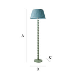Valuelights Bobbins Pastel Green Floor Lamp With Leaf Pleated Shade - thumbnail 7