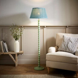 Valuelights Bobbins Pastel Green Floor Lamp With Leaf Pleated Shade - thumbnail 3