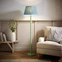 Valuelights Bobbins Pastel Green Floor Lamp With Leaf Pleated Shade - thumbnail 1
