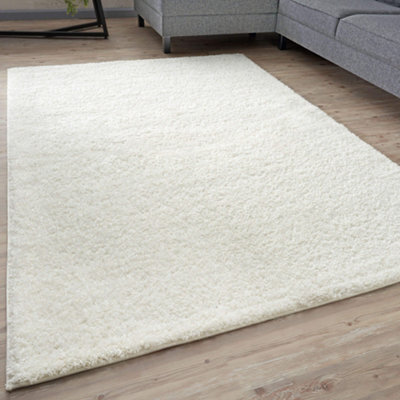 The Rugs White Soft Plain Design Fluffy Shaggy Rugs And Runners High Pile Living Room Kitchen Hallway 380 - image 1