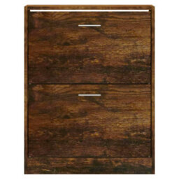 Berkfield Shoe Cabinet Smoked Oak 63X24X81 Cm Engineered Wood - thumbnail 4