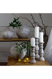 Stone Ceramic Column Candle Holder Greco Roman Inspired Decor - thumbnail 4