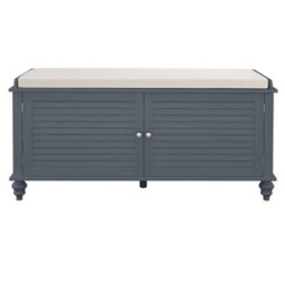 Thehotsale Wooden Shutter Door Shoe Cabinet With Linen Cushion - thumbnail 3