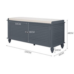 Thehotsale Wooden Shutter Door Shoe Cabinet With Linen Cushion - thumbnail 6