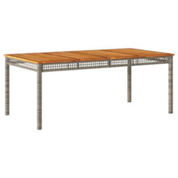 Berkfield Garden Table Grey 180X90X75 Cm Poly Rattan Acacia Wood - thumbnail 2