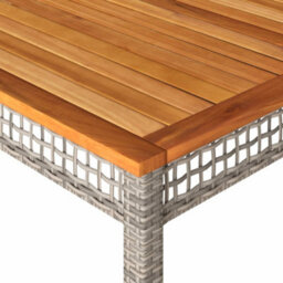Berkfield Garden Table Grey 180X90X75 Cm Poly Rattan Acacia Wood - thumbnail 7