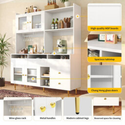 Abrihome Versatile Storage Cabinet With Glass Door & Wine Rack - Modern Elegance For Home & Hospitality - thumbnail 4