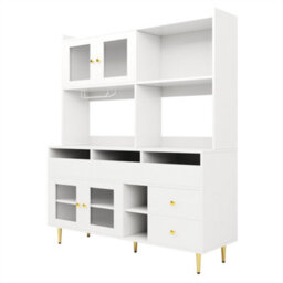 Abrihome Versatile Storage Cabinet With Glass Door & Wine Rack - Modern Elegance For Home & Hospitality - thumbnail 7