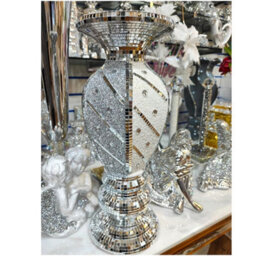 White & Silver Floor Vase Large 40Cm Sparkly Silver Mirrored Floor Vase 10