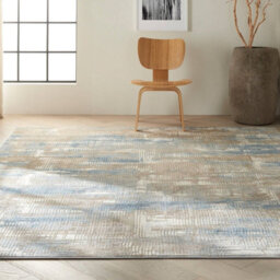 Rush Ck951 Blue Beige Abstract 8mm Thick Modern Easy To Clean Rug For Bedroom, Living Room By Calvin Klein-122Cm X 183Cm - thumbnail 3