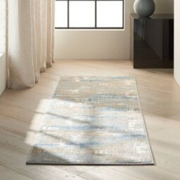 Rush Ck951 Blue Beige Abstract 8mm Thick Modern Easy To Clean Rug For Bedroom, Living Room By Calvin Klein-122Cm X 183Cm - thumbnail 2