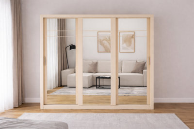 Arte Arti 2 - 3 Sliding Door Wardrobe 250 Cm In Cashmere - Wide Mirrored Storage For A Brighter Bedroom - image 1