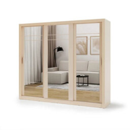 Arte Arti 2 - 3 Sliding Door Wardrobe 250 Cm In Cashmere - Wide Mirrored Storage For A Brighter Bedroom - thumbnail 2