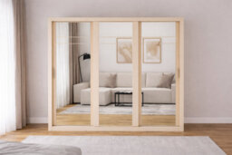 Arte Arti 2 - 3 Sliding Door Wardrobe 250 Cm In Cashmere - Wide Mirrored Storage For A Brighter Bedroom - thumbnail 1