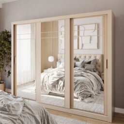 Arte Arti 2 - 3 Sliding Door Wardrobe 250 Cm In Cashmere - Wide Mirrored Storage For A Brighter Bedroom - thumbnail 6