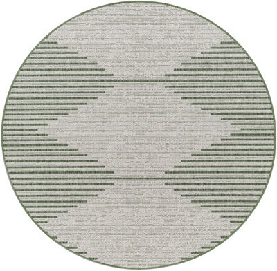 Livabliss Round Eagean-Global Green Ivory Off-White In- & Outdoor Rug 160 X 160 Cm Easy Care, Non Shedding - image 1