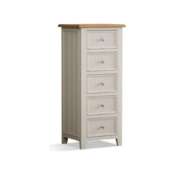 Furniture 48 Hemsby Oak And Soft White Painted 5 Drawer Tallboy - thumbnail 2