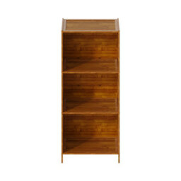 Darphe 3 Tier Open Bookcase Moso Bamboo Mdf Wood Colour Slim Profile Storage Shelf - thumbnail 4