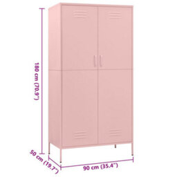 Vidaxl Wardrobe Pink 90X50X180 Cm Steel - thumbnail 3