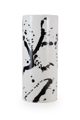 Orsina Contemporary Small Black And White Ceramic Vase, Durable Pottery Vase, Easily Maintained Vase For Flowers - image 1
