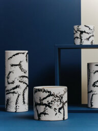 Orsina Contemporary Small Black And White Ceramic Vase, Durable Pottery Vase, Easily Maintained Vase For Flowers - thumbnail 4