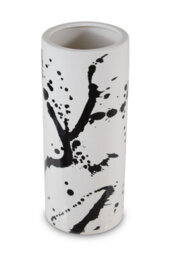 Orsina Contemporary Small Black And White Ceramic Vase, Durable Pottery Vase, Easily Maintained Vase For Flowers - thumbnail 2