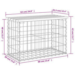 Vidaxl Garden Bench Gabion Design 63X31.5X42 Cm Impregnated Wood Pine Garden Benches - thumbnail 8
