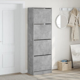 Walplus Shoe Cabinet With 4 Flip-Drawers Concrete Grey 60X34X187.5 Cm - thumbnail 3