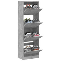 Walplus Shoe Cabinet With 4 Flip-Drawers Concrete Grey 60X34X187.5 Cm - thumbnail 4