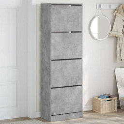Walplus Shoe Cabinet With 4 Flip-Drawers Concrete Grey 60X34X187.5 Cm - thumbnail 1