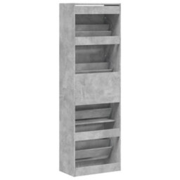 Walplus Shoe Cabinet With 4 Flip-Drawers Concrete Grey 60X34X187.5 Cm - thumbnail 8