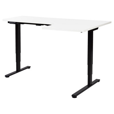 Beliani Electric Adjustable Corner Desk Destines White/ Black 160 Cm 109 Cm Right Hand - image 1