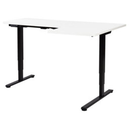 Beliani Electric Adjustable Corner Desk Destines 160 Cm 109 Cm White/ Black Right Hand
