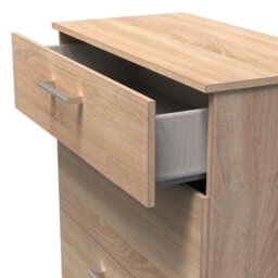 Devon 3 Piece Bedroom Set (Wardrobe, Chest & Bedside) In Bardolino Oak - Ready Assembled - thumbnail 5