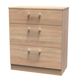 Devon 3 Piece Bedroom Set (Wardrobe, Chest & Bedside) In Bardolino Oak - Ready Assembled - thumbnail 4