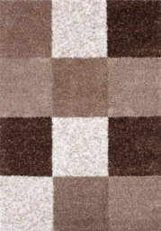 The Rugs Brown And Ivory Soft Checkerboard Design Fluffy Shaggy Rugs And Runners High Pile Living Room Kitchen Hallway 381 - thumbnail 2