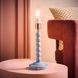 Valuelights Bobble Powder Blue Rechargeable Wooden Table Lamp Base Only - thumbnail 2
