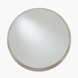 Pacific Lifestyle Large Grey Oak Wood Veneer Deep Edge Round Wall Mirror - thumbnail 2