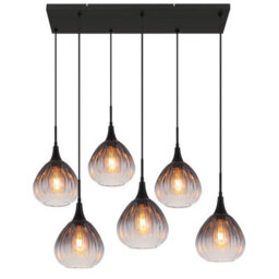 Luminosa Lighting Luminosa Olsen Cluster Pendant Ceiling Light Matt Black Smoke Glass Shade 6X E27 - thumbnail 3